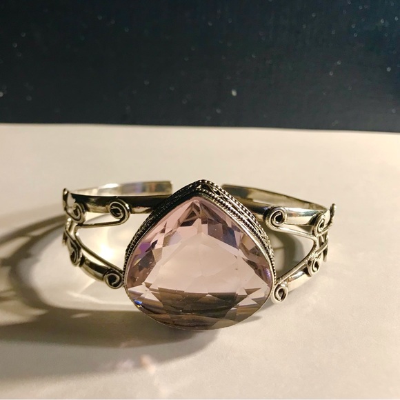 Kunzite 925 Sterling Silver Cuff Bracelet - Picture 1 of 2